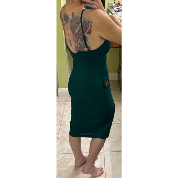 Lulus XS emerald green midi dress side slit NWT sleeveless foxy favorite $82 - Picture 5 of 10